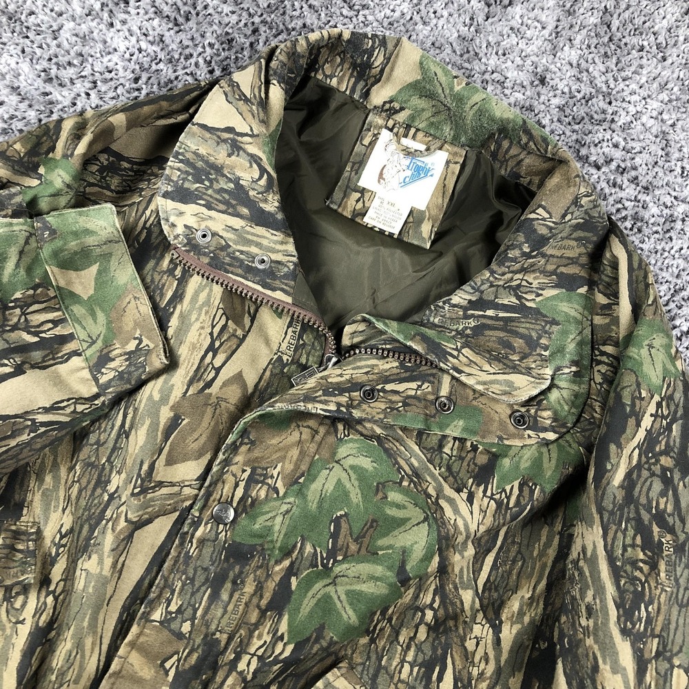 Vintage Trophy Club Jacket Mens 2XL Brown‎ Camo Canvas Hunting Trebark Lined